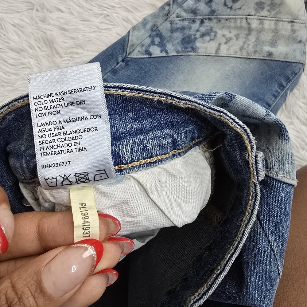 PTCL Women's Blue Tie-Dye‎ Flare Jeans High Waisted NWT Size 28 - Picture 5 of 14